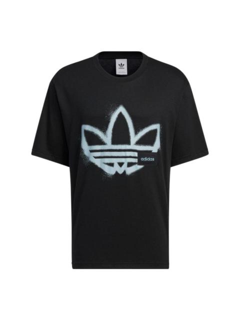 adidas originals Round Neck Dropped Shoulder Sleeves Large Logo Printing Short Sleeve Unisex Black T