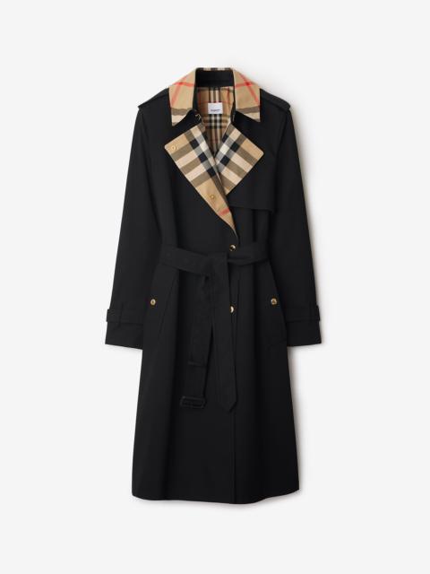 Burberry Long Check Collar Gabardine Trench Coat