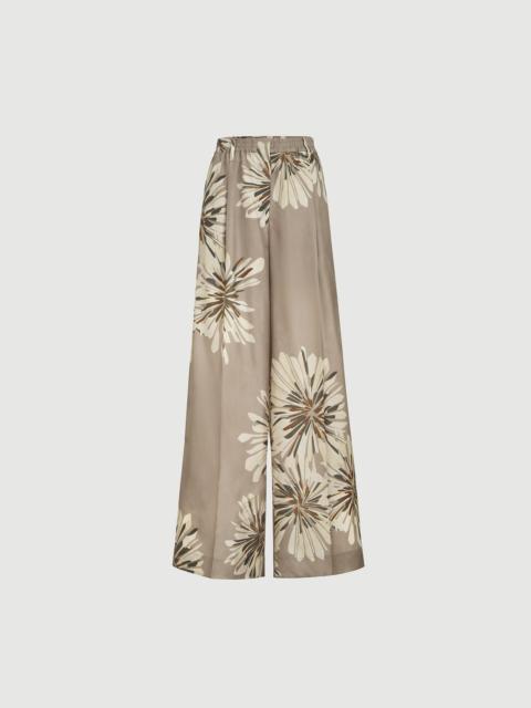 Brunello Cucinelli Silk bloom print pongee sartorial track trousers with monili
