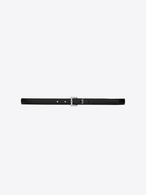 SAINT LAURENT monogram thin belt with square buckle in grained leather