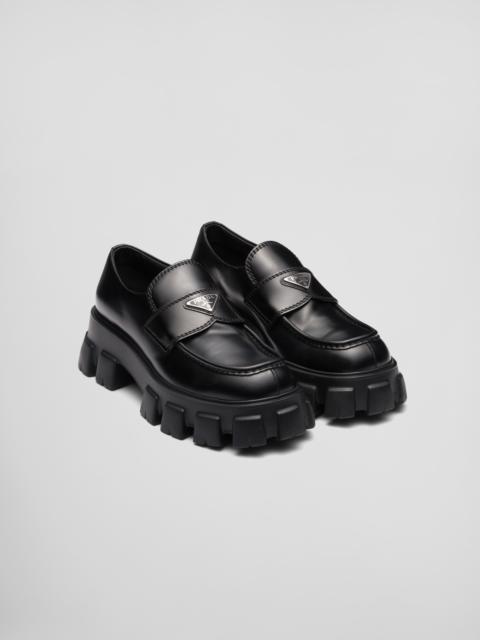 Prada Monolith brushed leather loafers