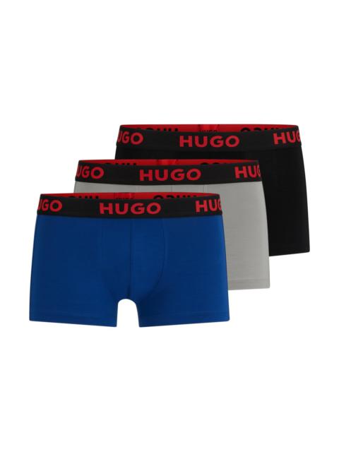 HUGO THREE-PACK OF STRETCH-JERSEY TRUNKS WITH LOGO WAISTBANDS