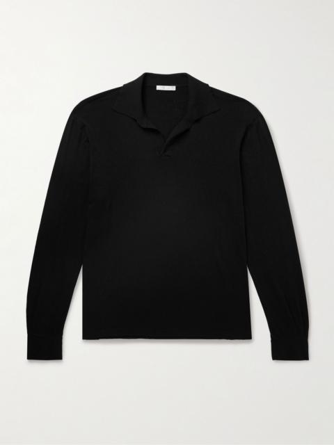The Row Stafford Silk-Jersey Polo Shirt Black