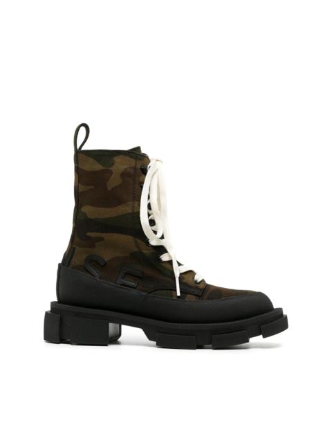 camouflage tall lace-up boots