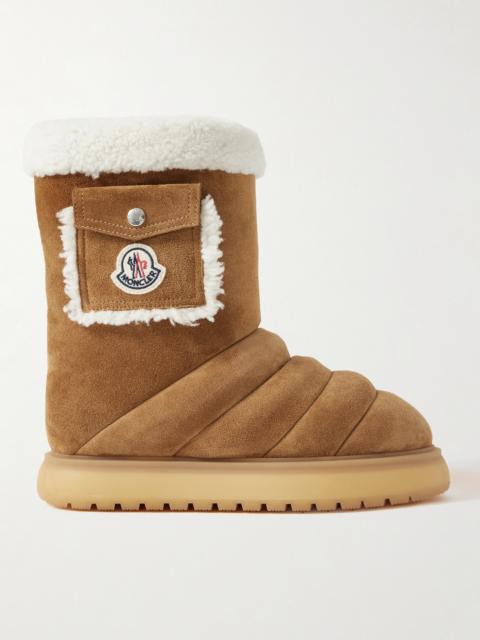 Moncler Gaia Shearling-trimmed Quilted Suede Boots