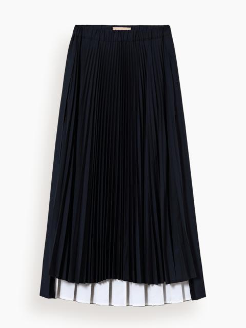 Plan C Pleated Skirt in Blue Black