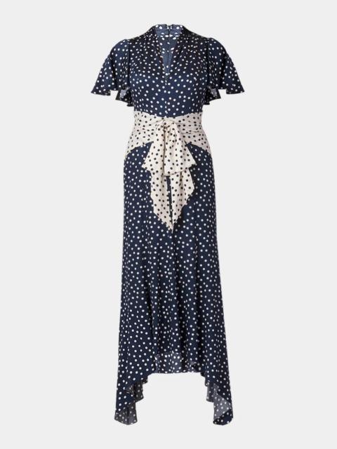 Shoshanna Lane Polka Dot Satin Maxi Dress