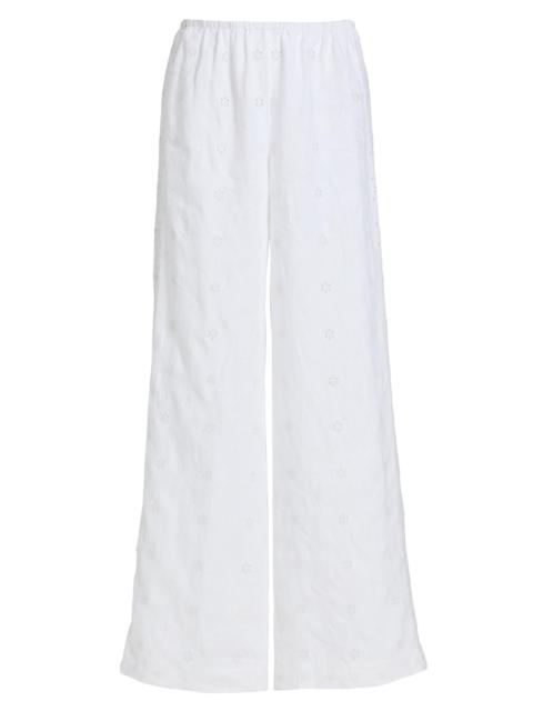 LoveShackFancy Women's Cinna Eyelet Linen Wide-Leg Pants - Optic White