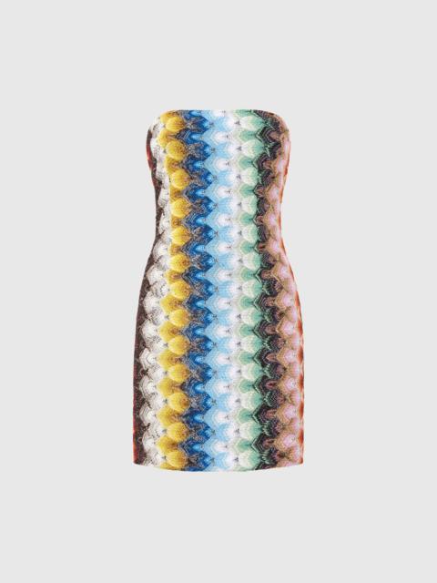 Missoni Bustier mini dress in lamé viscose with lace motif