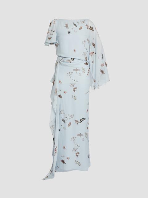 Erdem PRINTED SILK VOILE SHORT SLEEVE GOWN