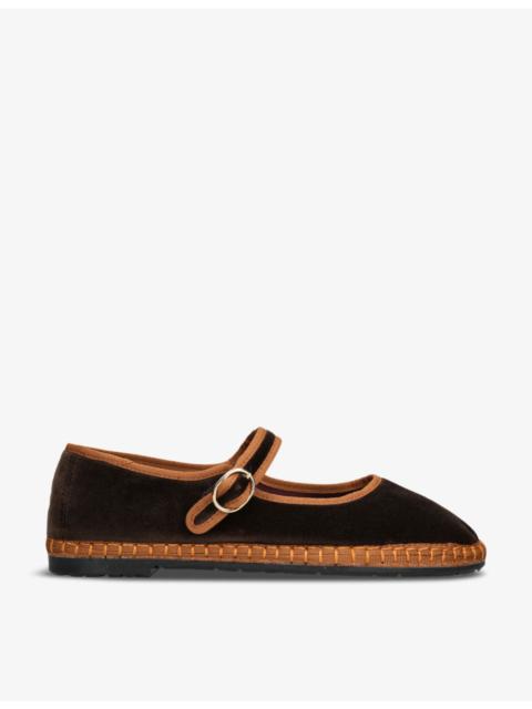 FLABELUS Yoki single-strap cotton Mary Jane flats