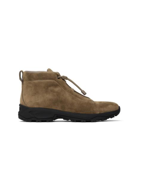 ZEGNA Beige Triple Stitch Vetta High-Top Sneakers