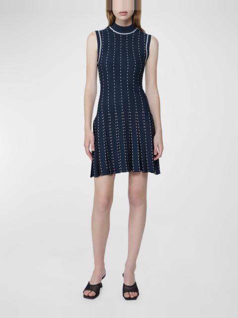 SIMKHAI Cosette Compact Knit Sleeveless Godet Mini Dress | REVERSIBLE