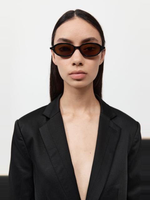 ST. AGNI 90s Slim Oval Sunglasses - Black/Brown