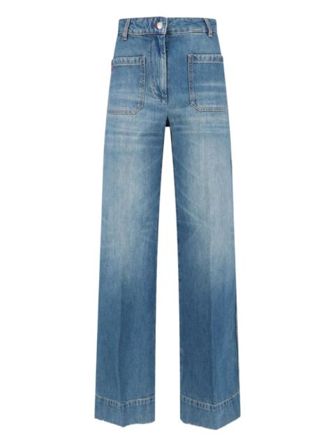 Victoria Beckham topstitching-detail patch-pocket jeans