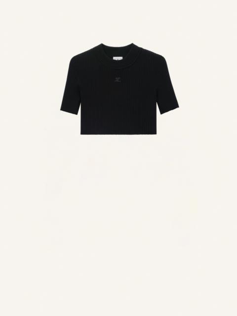 courrèges MOCKNECK RIB KNIT CROPPED TOP