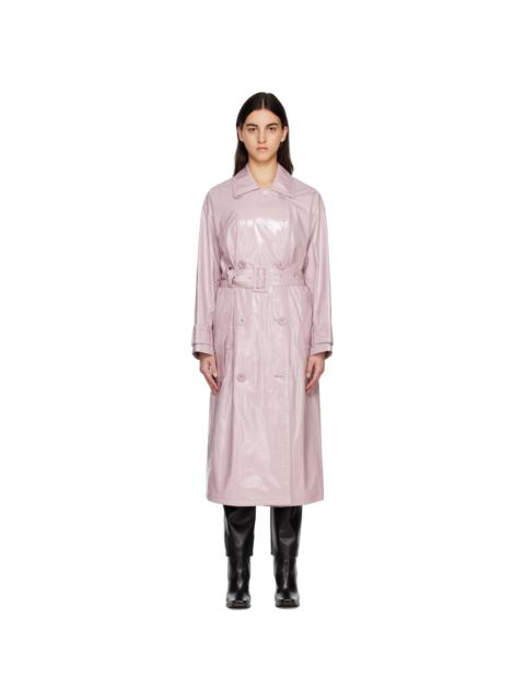 Pink Katharina Faux-Leather Trench Coat