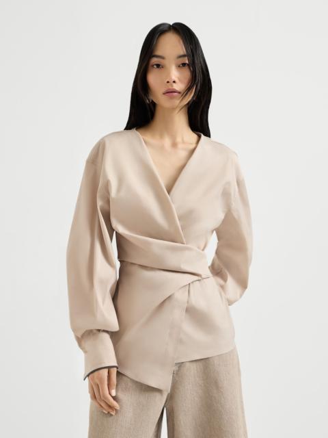 Brunello Cucinelli Stretch cotton poplin shirt with shiny cuffs