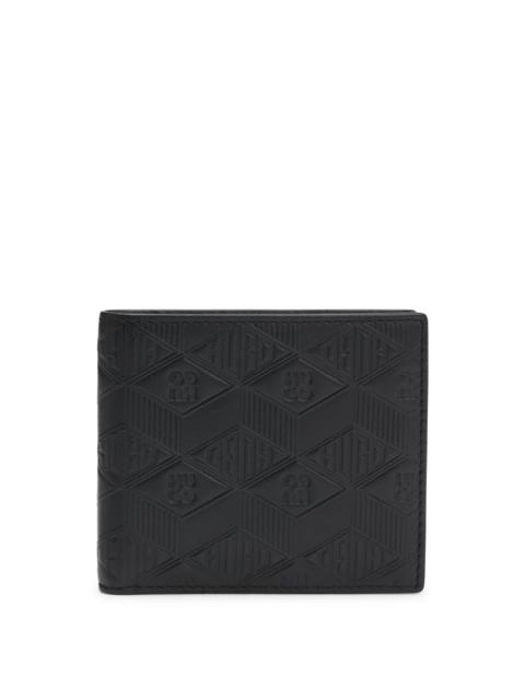 HUGO LEATHER FOLDING WALLET WITH GEOMETRIC LOGOS