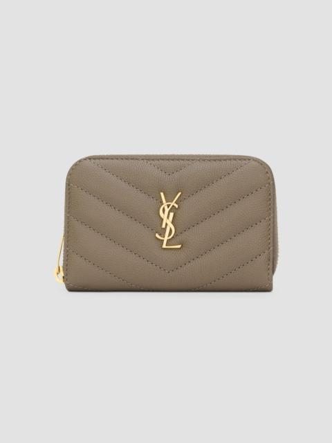 SAINT LAURENT Women's Cassandre Change Purse in Grain De Poudre Leather - Light Taupe