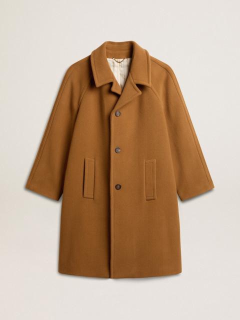 Men's single-breasted coat in tobacco