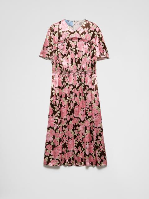 Prada Embroidered satin midi-dress