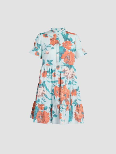 Erdem FLORAL PRINT COTTON TIERED MINI DRESS