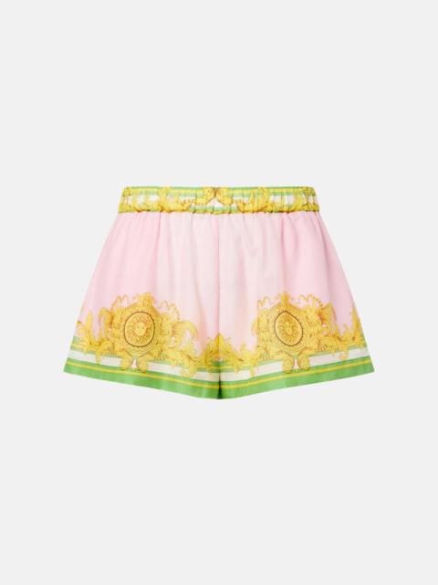 VERSACE Printed cotton and silk voile shorts