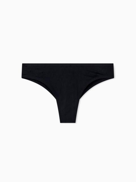 EMPORIO ARMANI STRETCH JERSEY BRAZILIAN BRIEFS WITH AN ALL-OVER MONOGRAM
