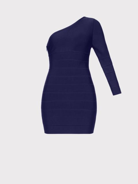 HERVE LEGER ASYMMETRICAL L/S MINI DRESS