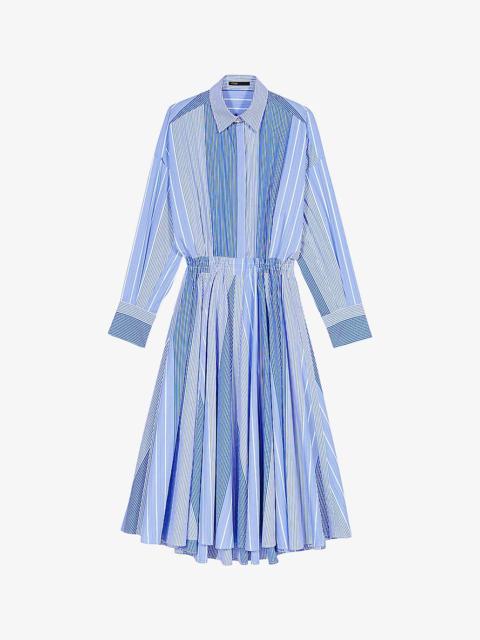 Patchwork stripe-print cotton shirt dress