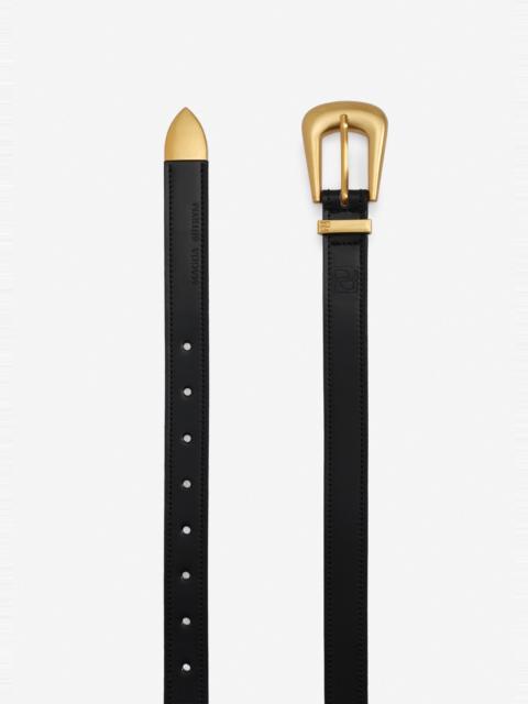 MAGDA BUTRYM Rounded buckle box leather belt in black and gold