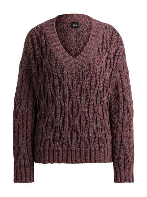 BOSS V-NECK SWEATER WITH STRUCTURED KNIT