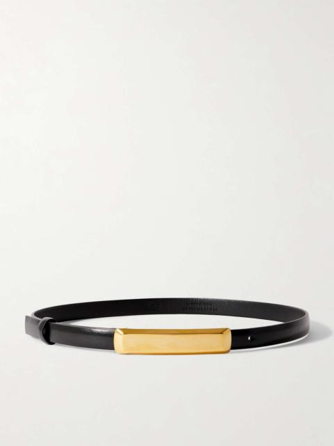 Bar glossed-leather waist belt