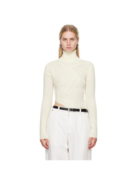 MM6 Maison Margiela Off-White Patchwork Turtleneck
