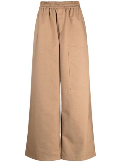 Off-White logo-embossed wide-leg trousers