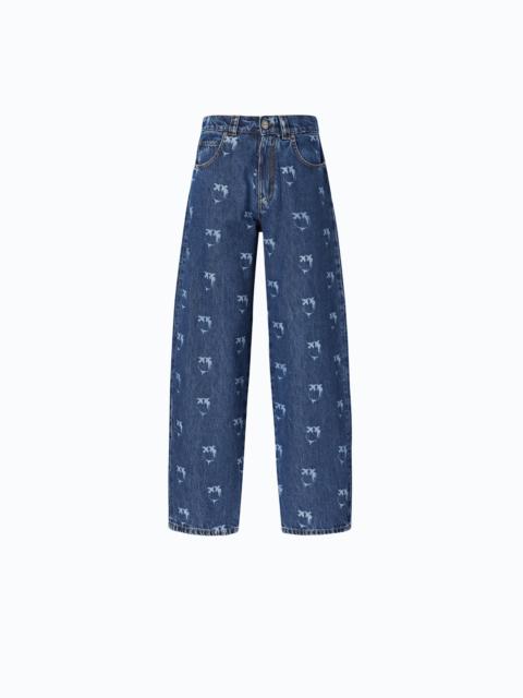PINKO JEANS WITH ALL-OVER LOVE BIRDS LOGO