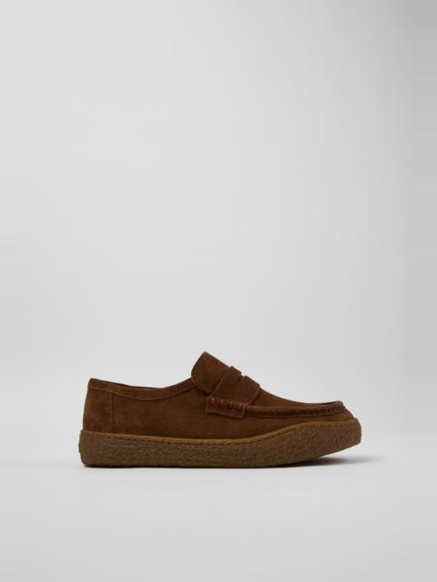 CAMPER Peu Terreno Brown Suede Moccasins for Men.