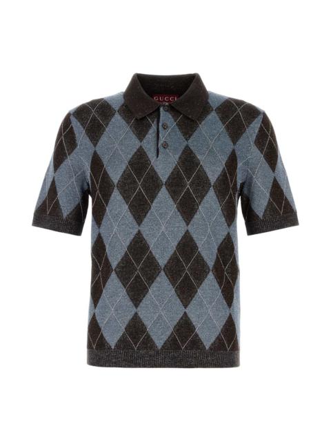 GUCCI Embroidered Wool Blend Polo Shirt