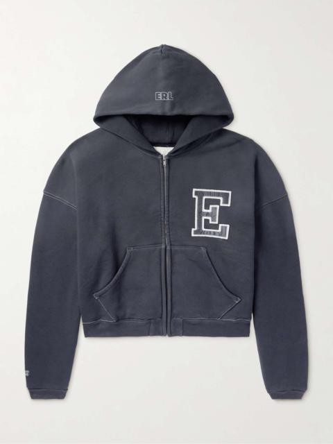 ERL Oversized Logo-Appliquéd Cotton-Jersey Zip-Up Hoodie