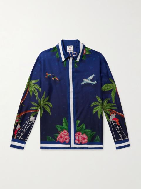 CASABLANCA Casablanca Surf Club Printed Silk-Twill Shirt Navy