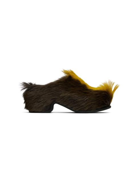 Dries Van Noten Brown & Yellow Platform Clogs