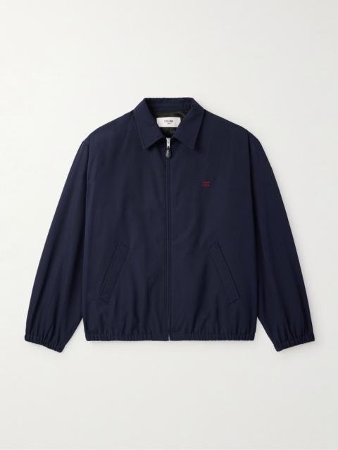 CELINE Logo-Embroidered Wool and Cotton-Blend Gabardine Blouson Jacket Navy