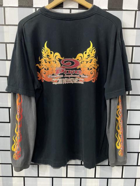 기타 브랜드 Japanese Brand - PIKO🔥Fire🔥Hawaiian Tatoo Design Surf Shirt