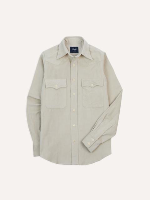 Drake's Ecru Corduroy Two-Pocket Western Shirt