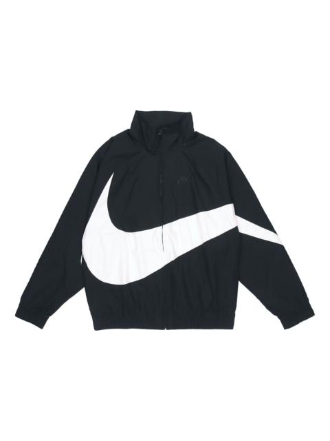 Nike Nike Big Swoosh Sportswear Cardigan Woven Stand Collar Logo Jacket Black AR3133-010
