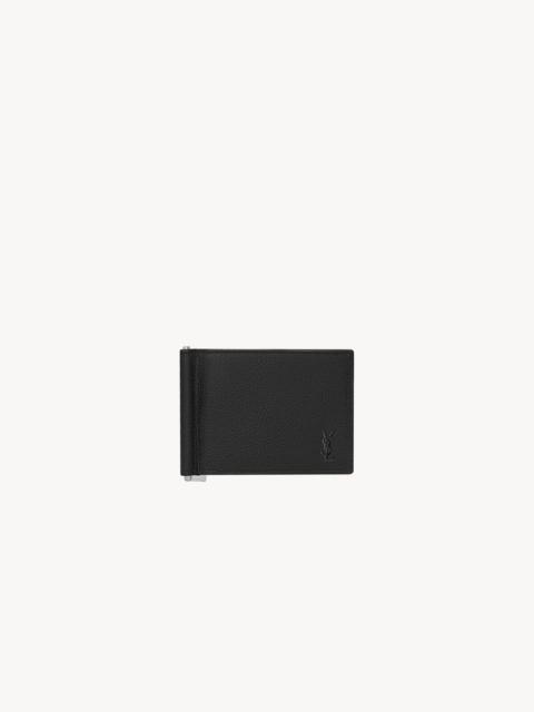 CASSANDRE SHADOW SAINT LAURENT BILL CLIP WALLET IN GRAINED LEATHER