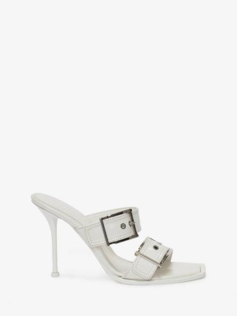 Alexander McQueen Women's Double Buckle Punk Mule in Ivory/silver
