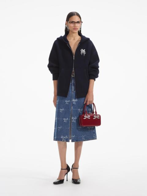 self-portrait Navy Knit Hoodie