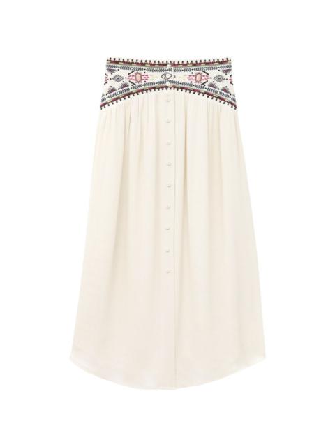 ba&sh Tilana embroidered buttoned skirt
